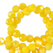 Top Facet kralen 4mm rond Sunburst yellow-pearl shine coating